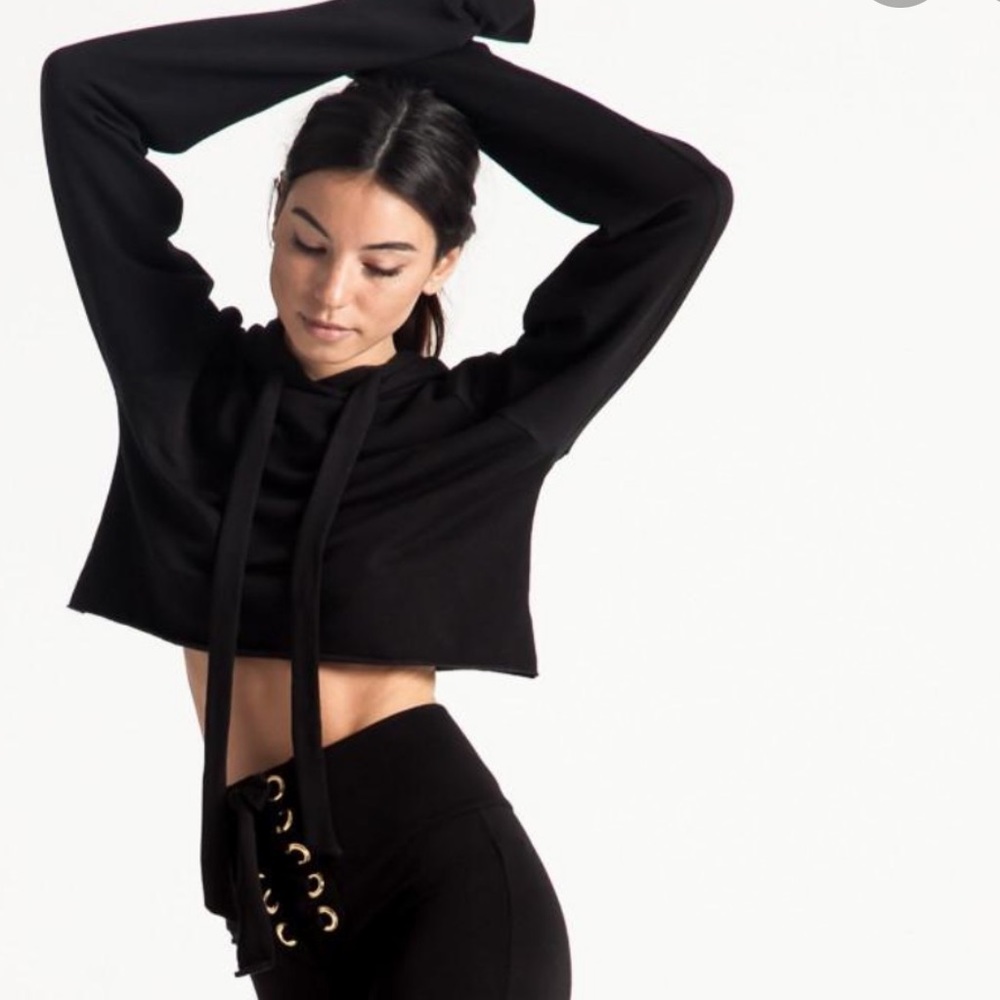 ARE YOU AM I Black Cropped Hoodie